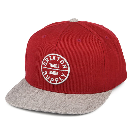 Brixton Hats Oath III Snapback Cap - Red-Heather Grey