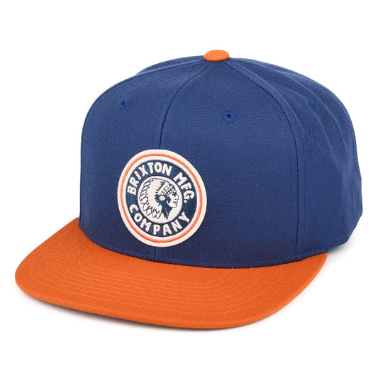 Brixton Hats Rival MP Snapback Cap - Blue-Burnt Orange