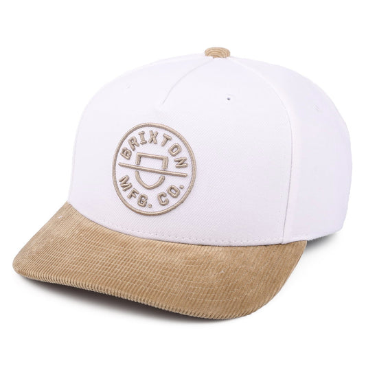 Brixton Hats Crest MP Snapback Cap - White-Khaki