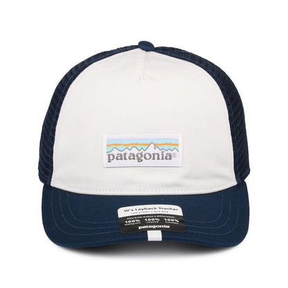 Patagonia Hats Womens Pastel P-6 Label Layback Trucker Cap - White-Blue
