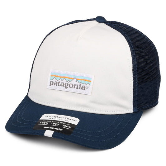 Patagonia Hats Womens Pastel P-6 Label Layback Trucker Cap - White-Blue