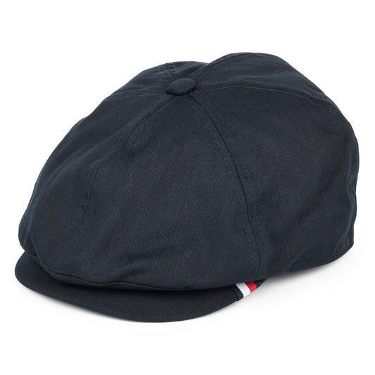 Tommy Hilfiger Hats Herringbone Cotton Newsboy Cap - Dark Navy