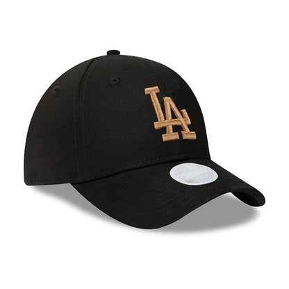 New Era Womens 9FORTY L.A. Dodgers Baseball Cap - MLB Colour Essential - Black-Wheat