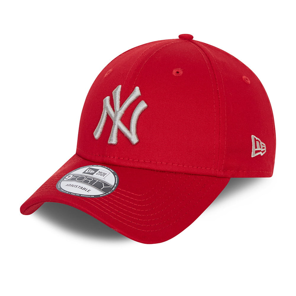 New Era 9FORTY New York Yankees Baseball Cap - MLB League Essential - Scarlet-Grey