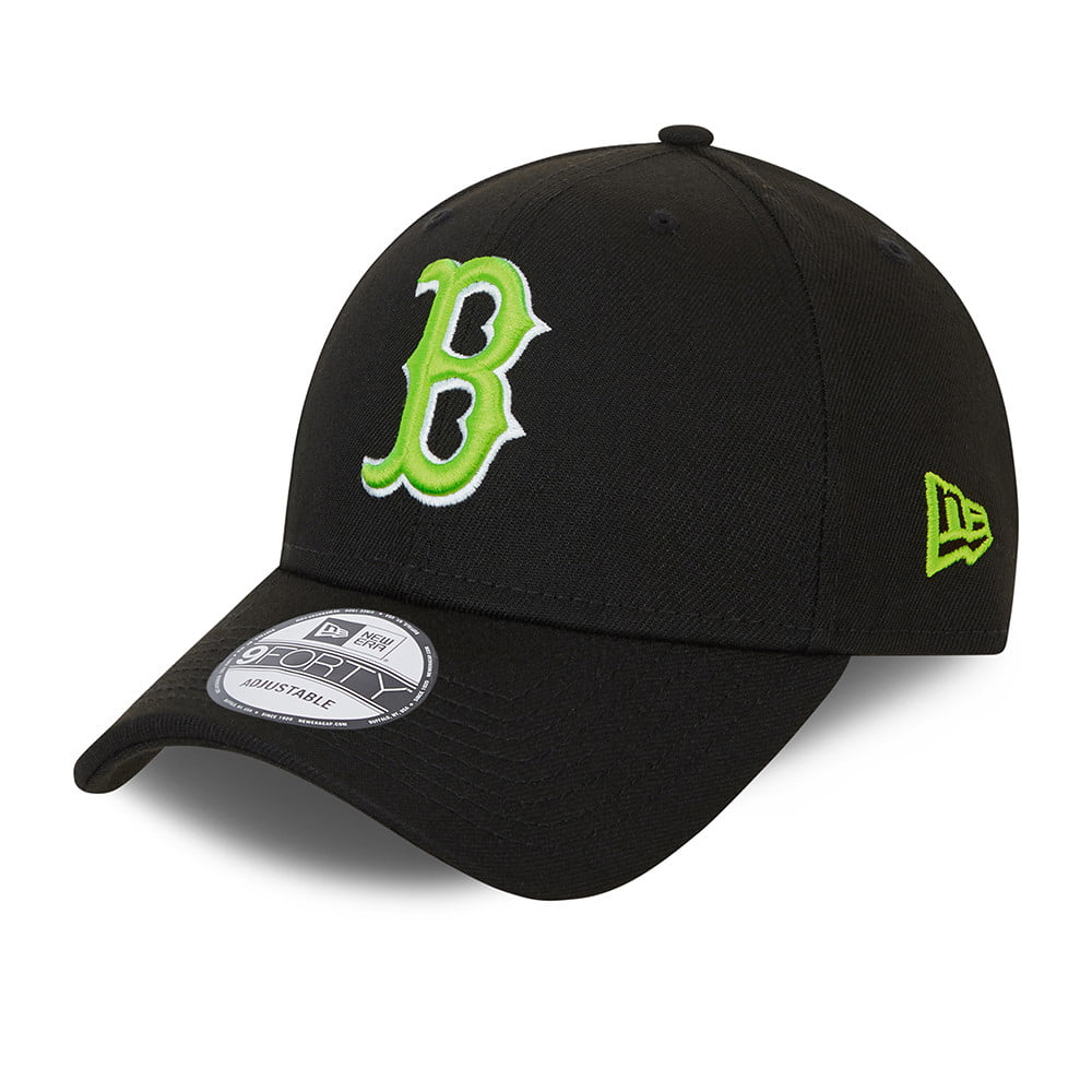 New Era 9FORTY Boston Red Sox Baseball Cap MLB Neon Pack - Black-Neon Green