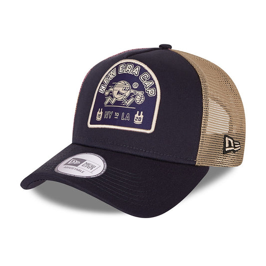 New Era Sports Patch A-Frame Trucker Cap - Navy-Stone