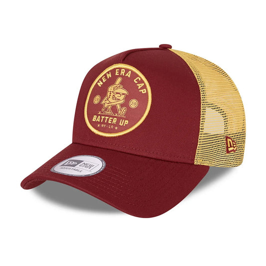 New Era Sports Patch A-Frame Trucker Cap - Oxblood