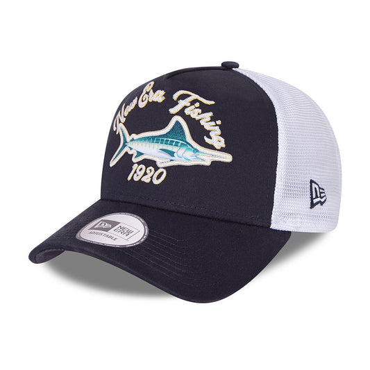 New Era NE Fishing A-Frame Trucker Cap - Navy Blue