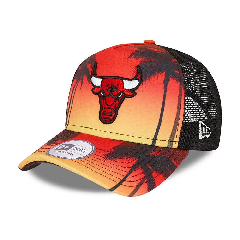 New Era Chicago Bulls A-Frame Trucker Cap - NBA Summer City - Black-Multi
