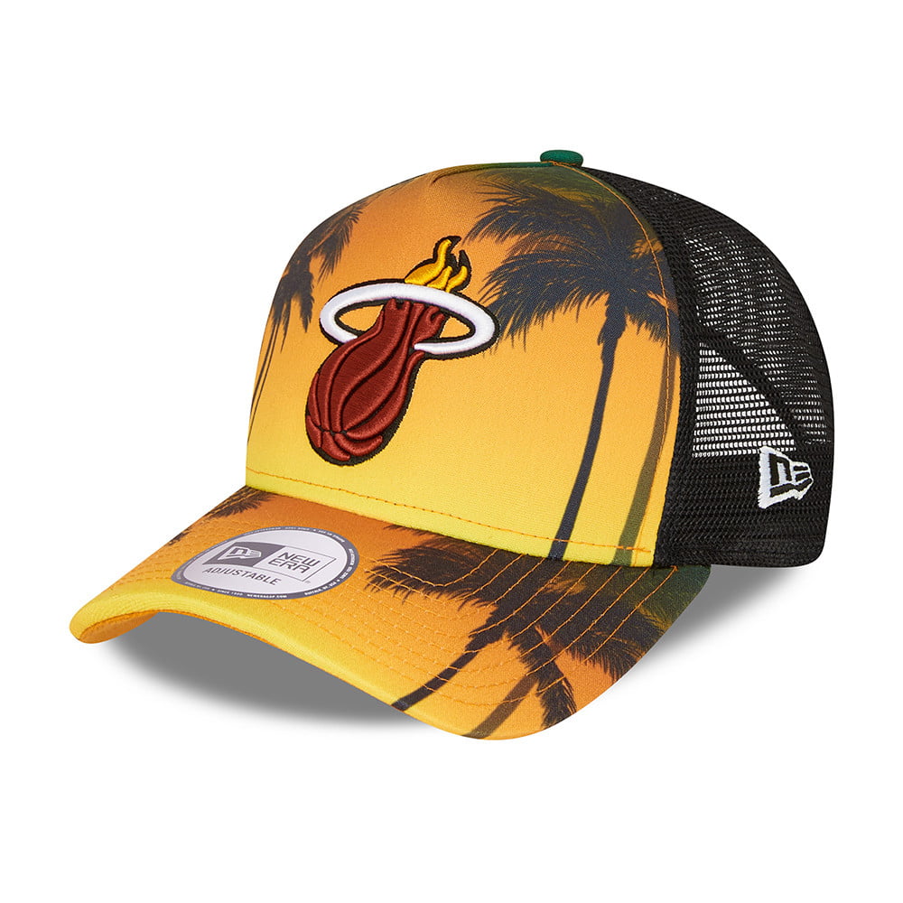 New Era Miami Heat A-Frame Trucker Cap - NBA Summer City - Black-Multi