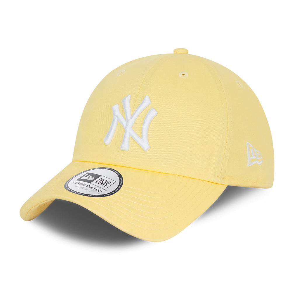 New Era 9TWENTY New York Yankees Baseball Cap - MLB Washed Casual Classic - Light Yellow
