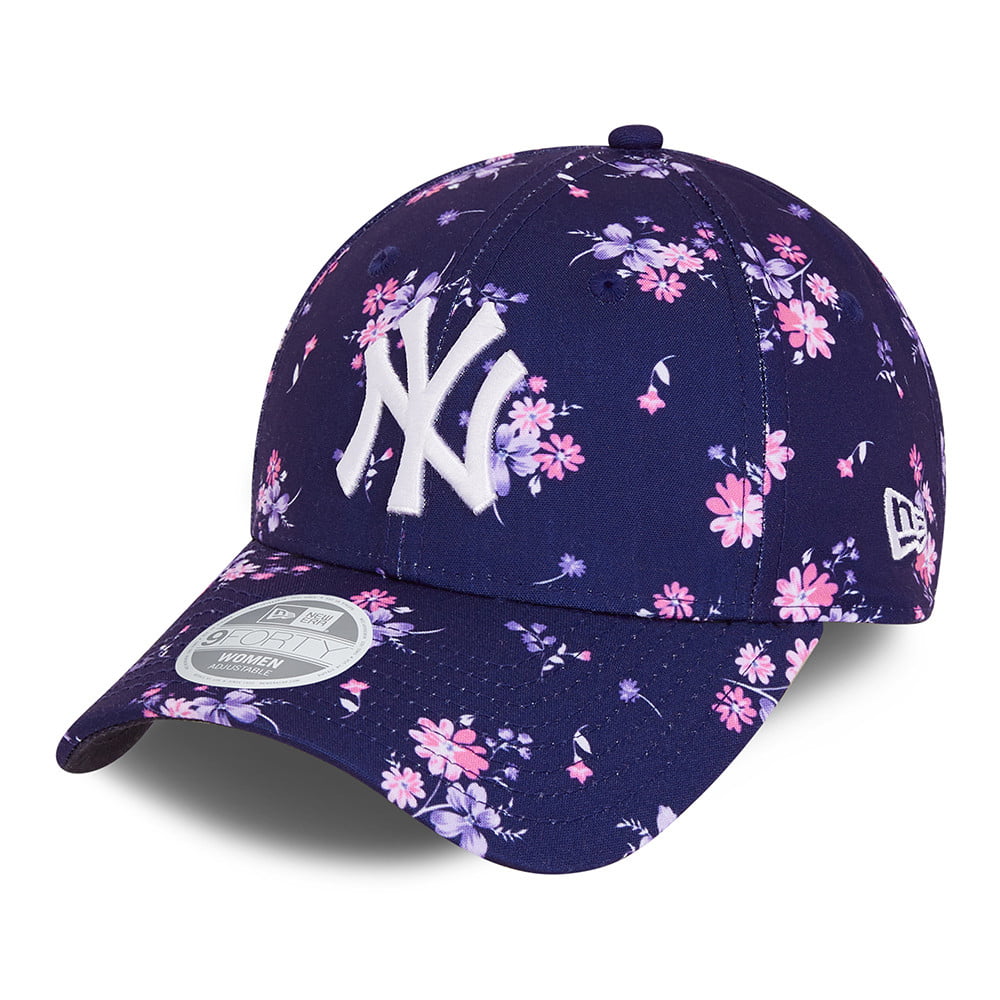 New Era Womens 9FORTY New York Yankees Floral Baseball Cap - Navy Blue
