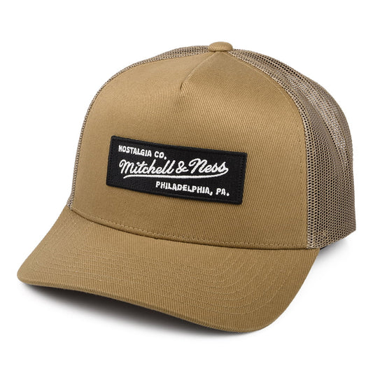Mitchell & Ness Branded Box Logo Classic Trucker Cap - Tan