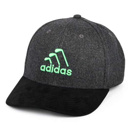 Adidas Hats 3 Stripe Club Snapback Cap - Black Heather