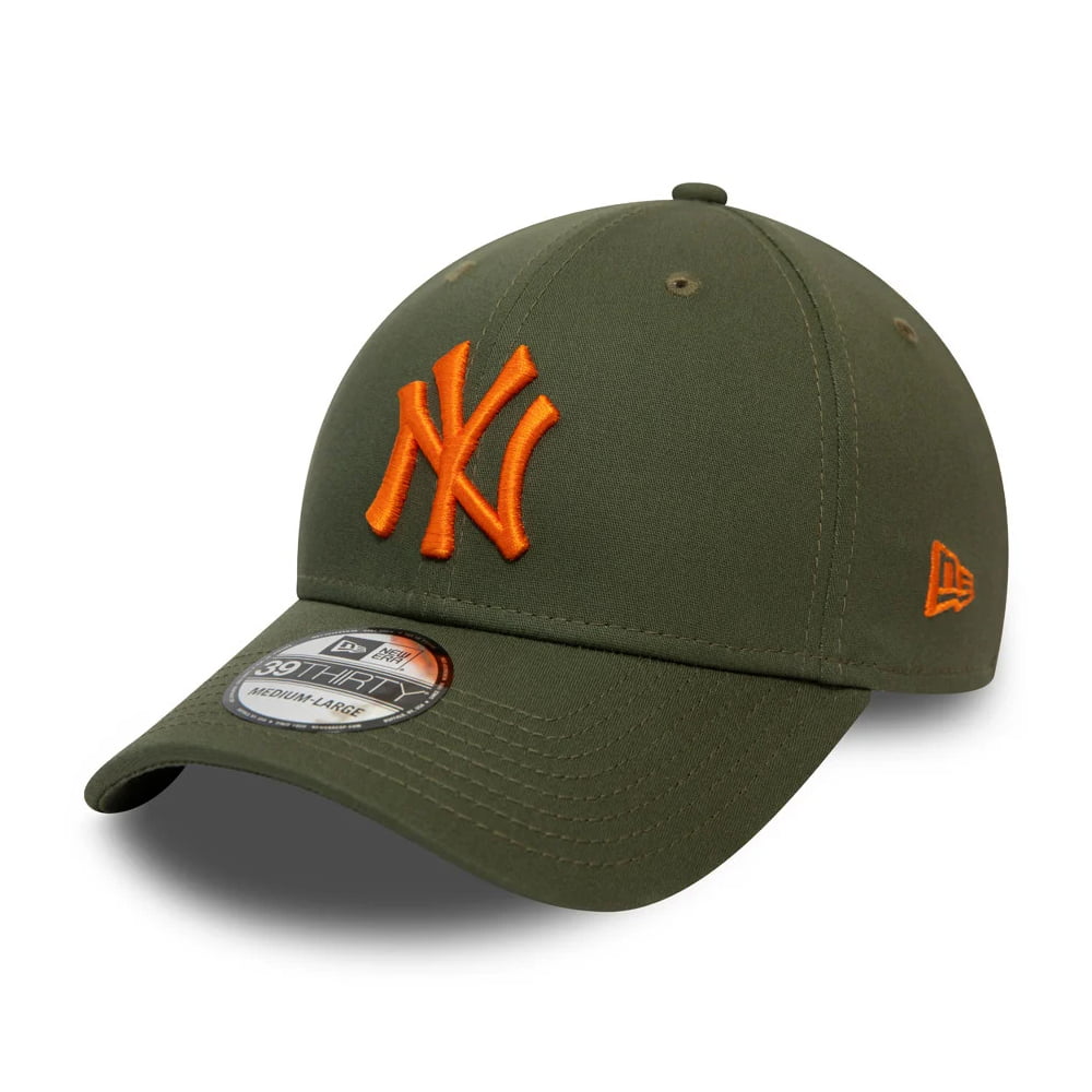 New Era 39THIRTY New York Yankees Baseball Cap - MLB League Essential - Olive-Orange