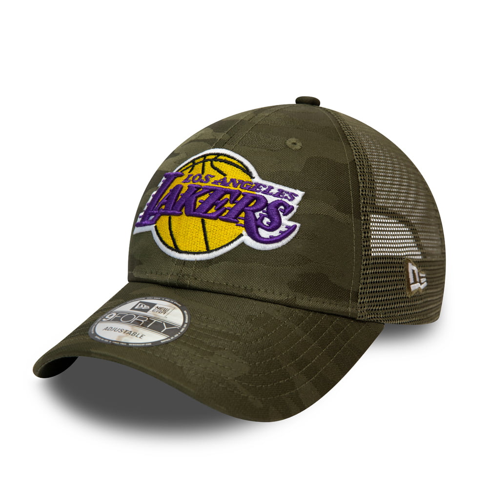 New Era 9FORTY L.A. Lakers Trucker Cap - NBA Home Field - Olive