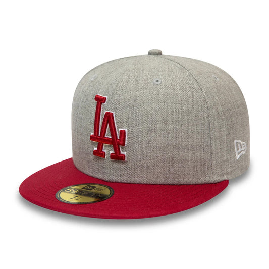 New Era Unisex 59FIFTY L.A. Dodgers Baseball Cap - MLB Heather Contrast - Grey-Red