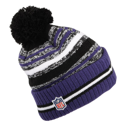 New Era Baltimore Ravens Bobble Hat - NFL Sport Knit OTC - Purple-Black