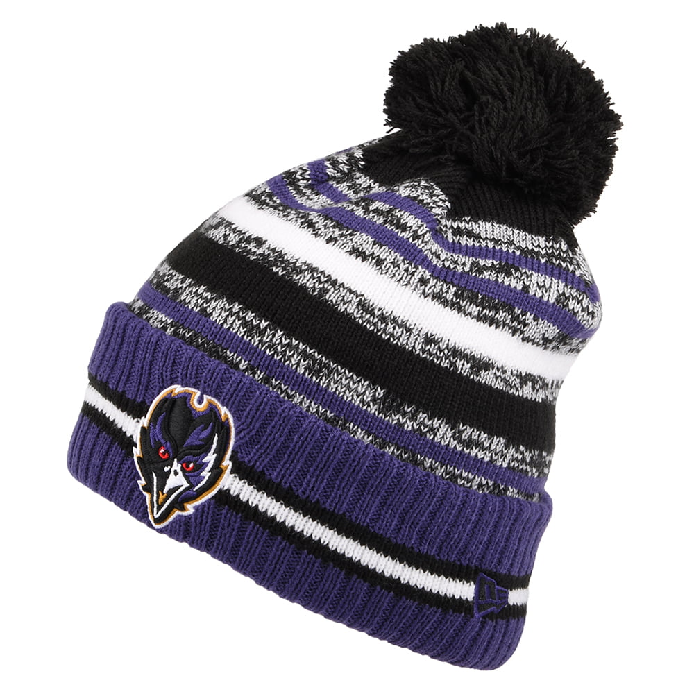New Era Baltimore Ravens Bobble Hat - NFL Sport Knit OTC - Purple-Black