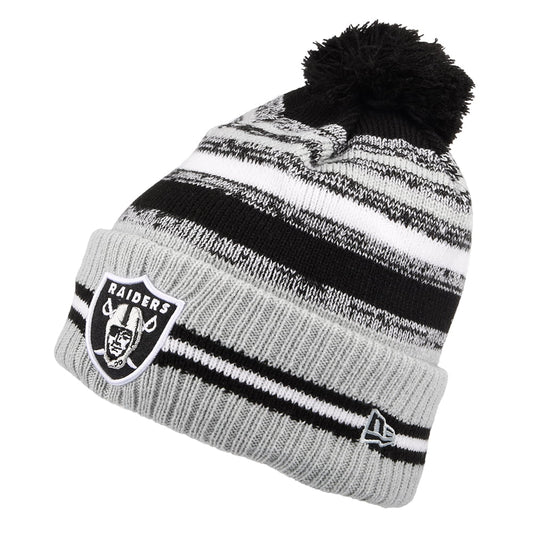 New Era Las Vegas Raiders Bobble Hat - NFL Sport Knit OTC - Black-Grey