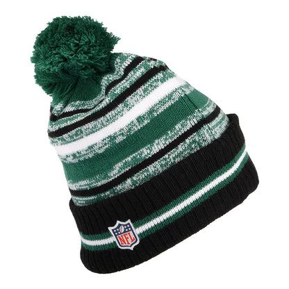 New Era New York Jets Bobble Hat - NFL Sport Knit OTC - Green-White