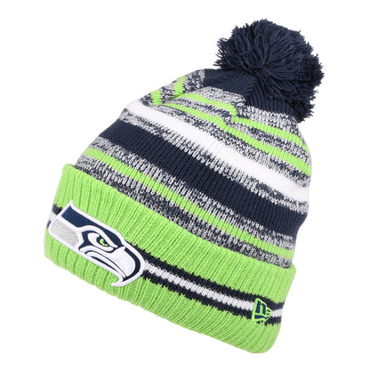 New Era Seattle Seahawks Bobble Hat - NFL Sport Knit OTC - Blue-Green