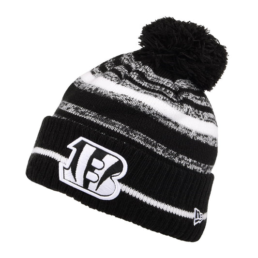 New Era Cincinnati Bengals Bobble Hat - NFL Sport Knit - Black-White