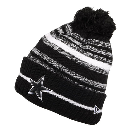 New Era Dallas Cowboys Bobble Hat - NFL Sport Knit - Black-White