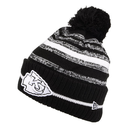 New Era Kansas City Chiefs Bobble Hat - NFL Sport Knit - Black-White