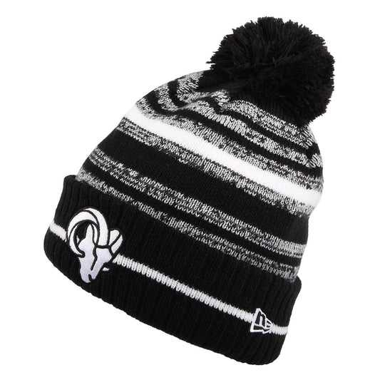 New Era Los Angeles Rams Bobble Hat - NFL Sport Knit - Black-White