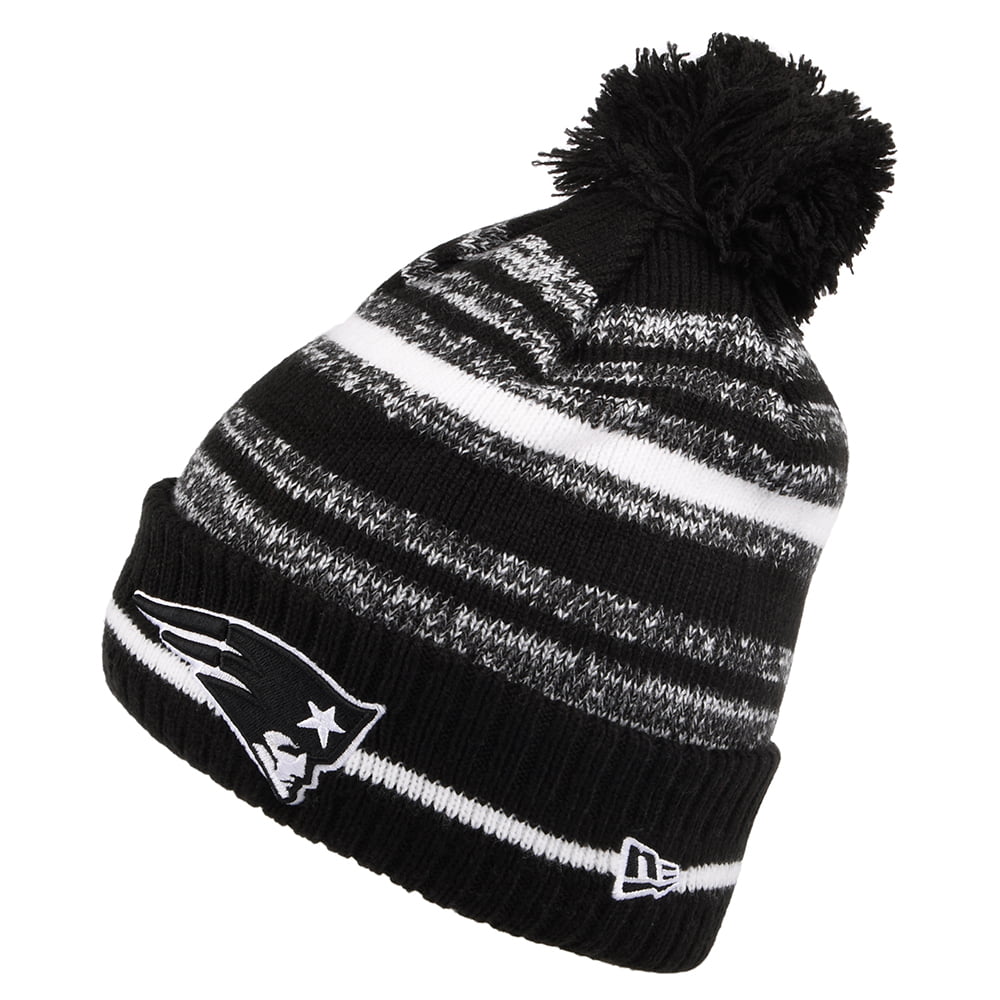 New Era New England Patriots Bobble Hat - NFL Sport Knit - Black-White