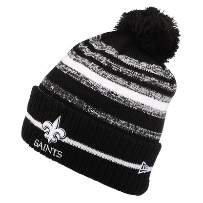 New Era New Orleans Saints Bobble Hat - NFL Sport Knit - Black-White