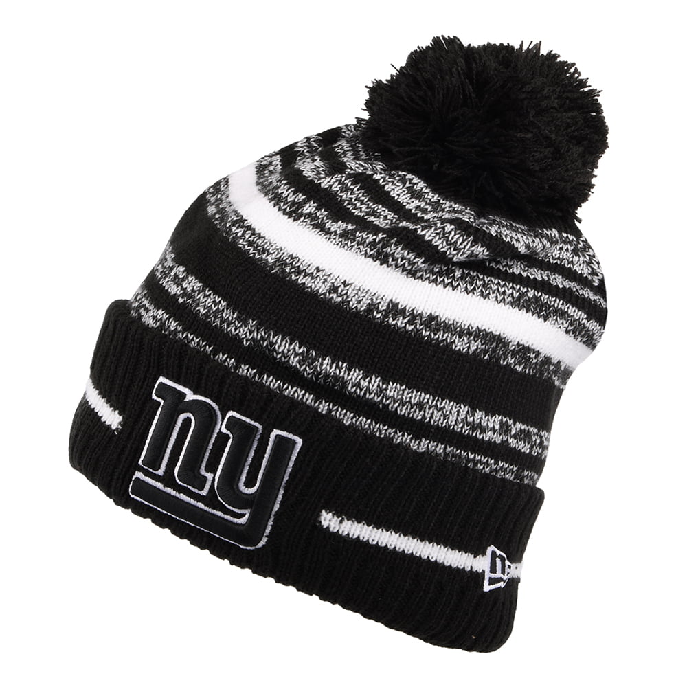 New Era New York Giants Bobble Hat - NFL Sport Knit - Black-White