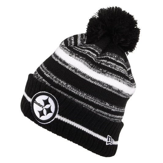 New Era Pittsburgh Steelers Bobble Hat - NFL Sport Knit - Black-White