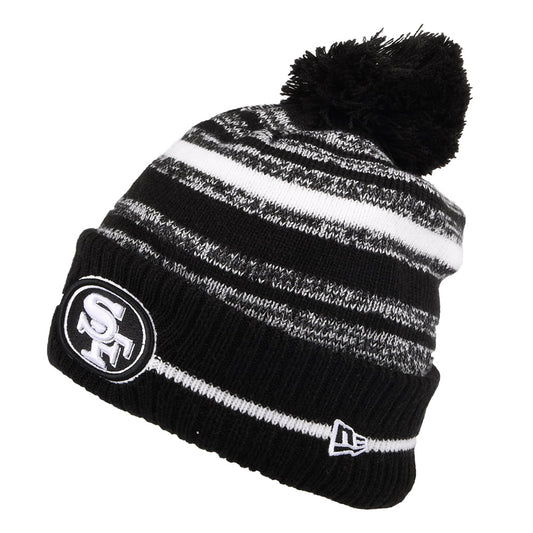 New Era San Francisco 49ers Bobble Hat - NFL Sport Knit - Black-White