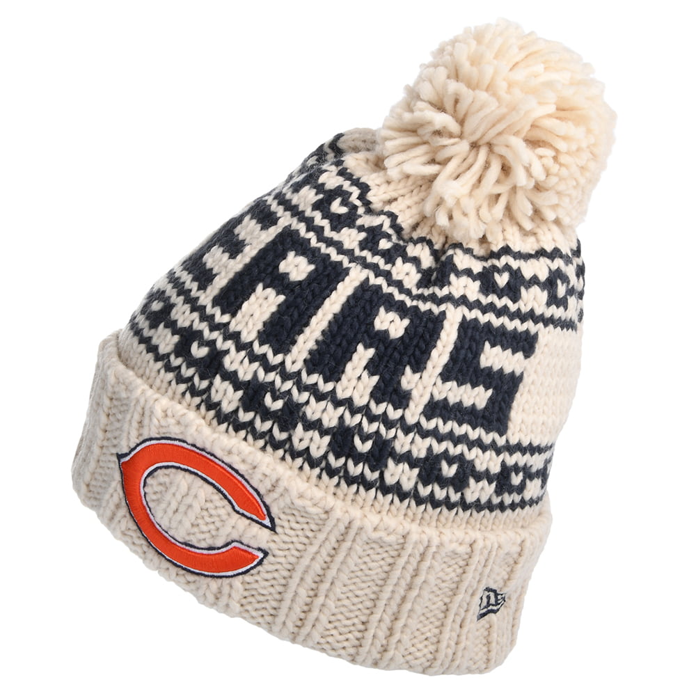 New Era Womens Chicago Bears Bobble Hat - NFL Sport Knit - Oatmeal
