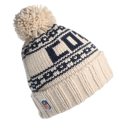 New Era Womens Dallas Cowboys Bobble Hat - NFL Sport Knit - Oatmeal