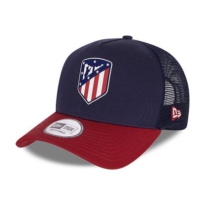 New Era 9FORTY Atletico Madrid Trucker Cap - Rubber Logo - Navy-Red
