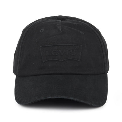 Levi's Hats Washed Debossed Big Batwing Baseball Cap With Blank Tab - Black