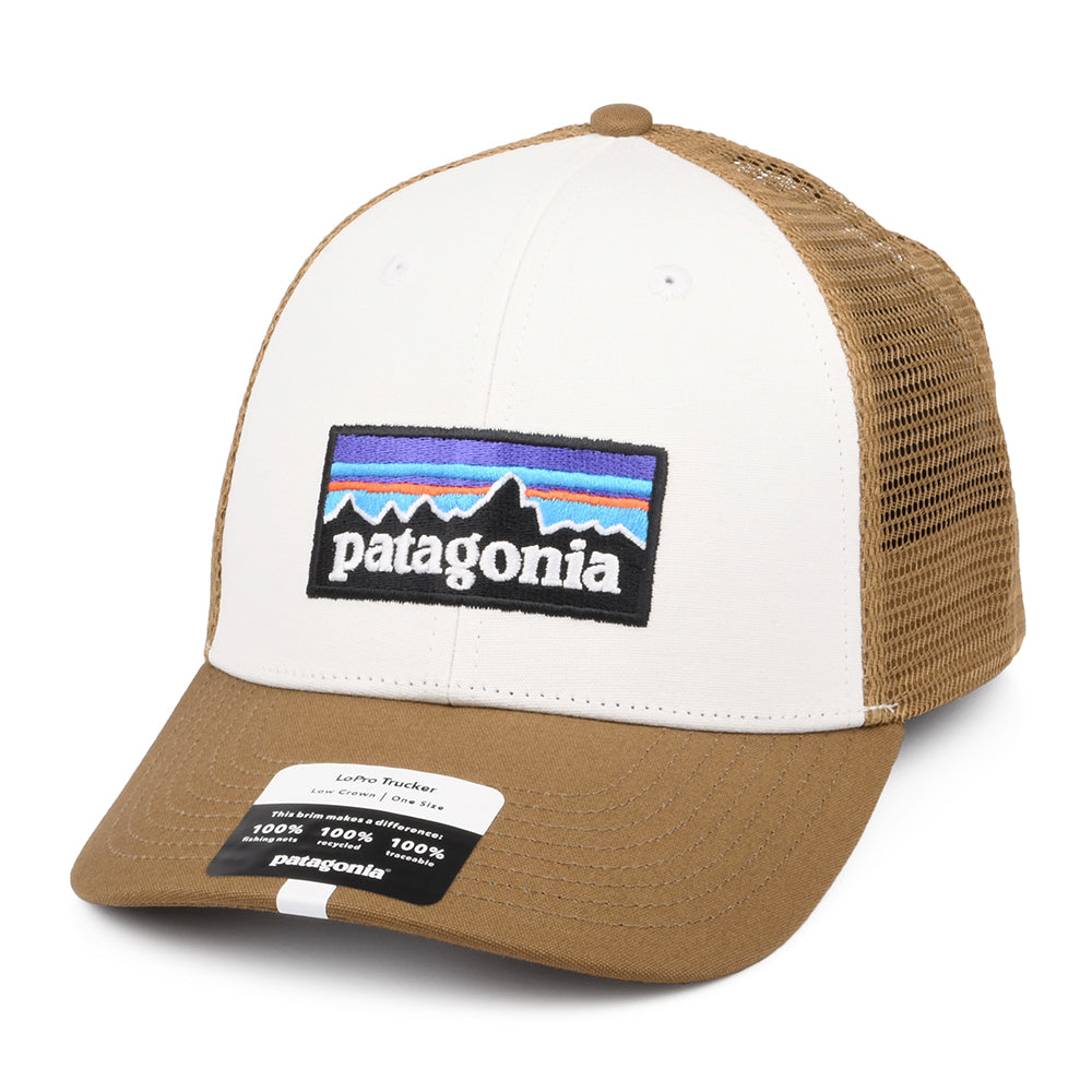 Patagonia Hats P-6 Logo Organic Cotton LoPro Trucker Cap - White-Brown