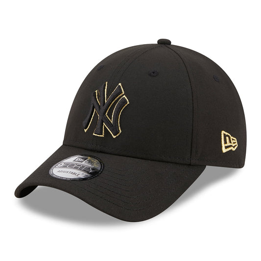 New Era 9FORTY New York Yankees Baseball Cap - MLB Metallic Outline - Black-Gold