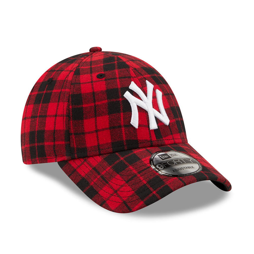 New Era 9FORTY New York Yankees Baseball Cap - MLB Check - Black-Red