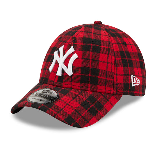 New Era 9FORTY New York Yankees Baseball Cap - MLB Check - Black-Red