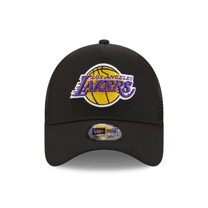 New Era 9FORTY L.A. Lakers A-Frame Trucker Cap - NBA Black Base - Black
