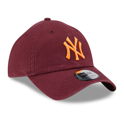 New Era 9TWENTY New York Yankees Baseball Cap - MLB League Essential Casual Classic - Washed Maroon