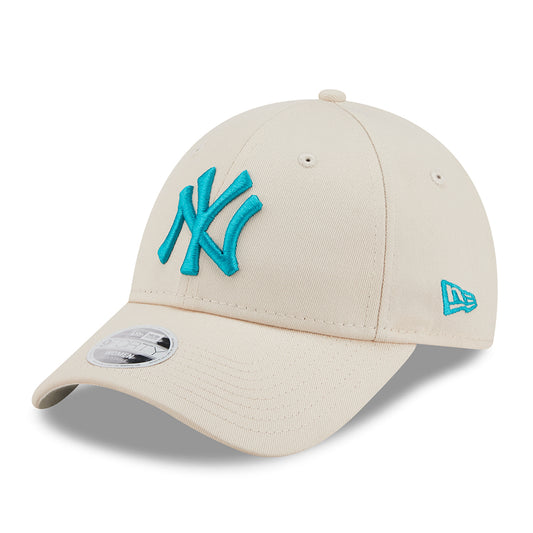 New Era Womens 9FORTY New York Yankees Baseball Cap - MLB League Essential - Stone-Turquoise