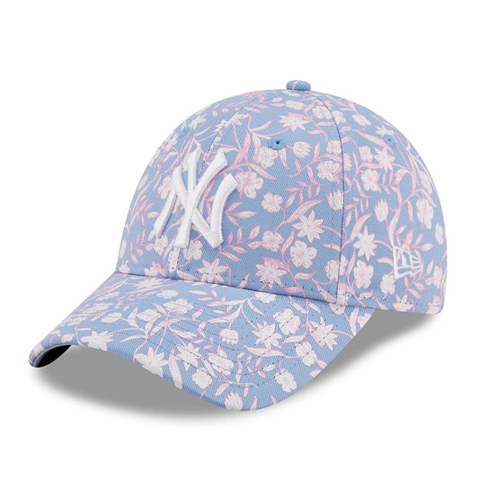 New Era Womens 9FORTY New York Yankees Baseball Cap - MLB Floral - Light Blue