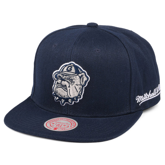 Mitchell & Ness Georgetown Hoyas Snapback Cap - English Dropback - Navy Blue