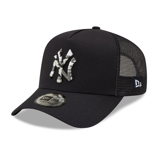 New Era 9FORTY New York Yankees A-Frame Trucker Cap - MLB Camo Infill - Navy-Camo