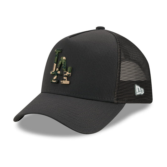 New Era 9FORTY L.A. Dodgers A-Frame Trucker Cap - MLB Camo Infill - Grey-Camo